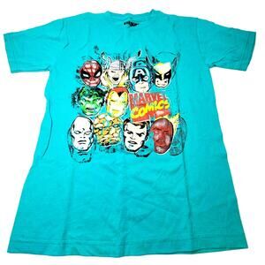 Marvel Men's Team-Ups Group Shot Superheroes T-Shirt M Medium Teal